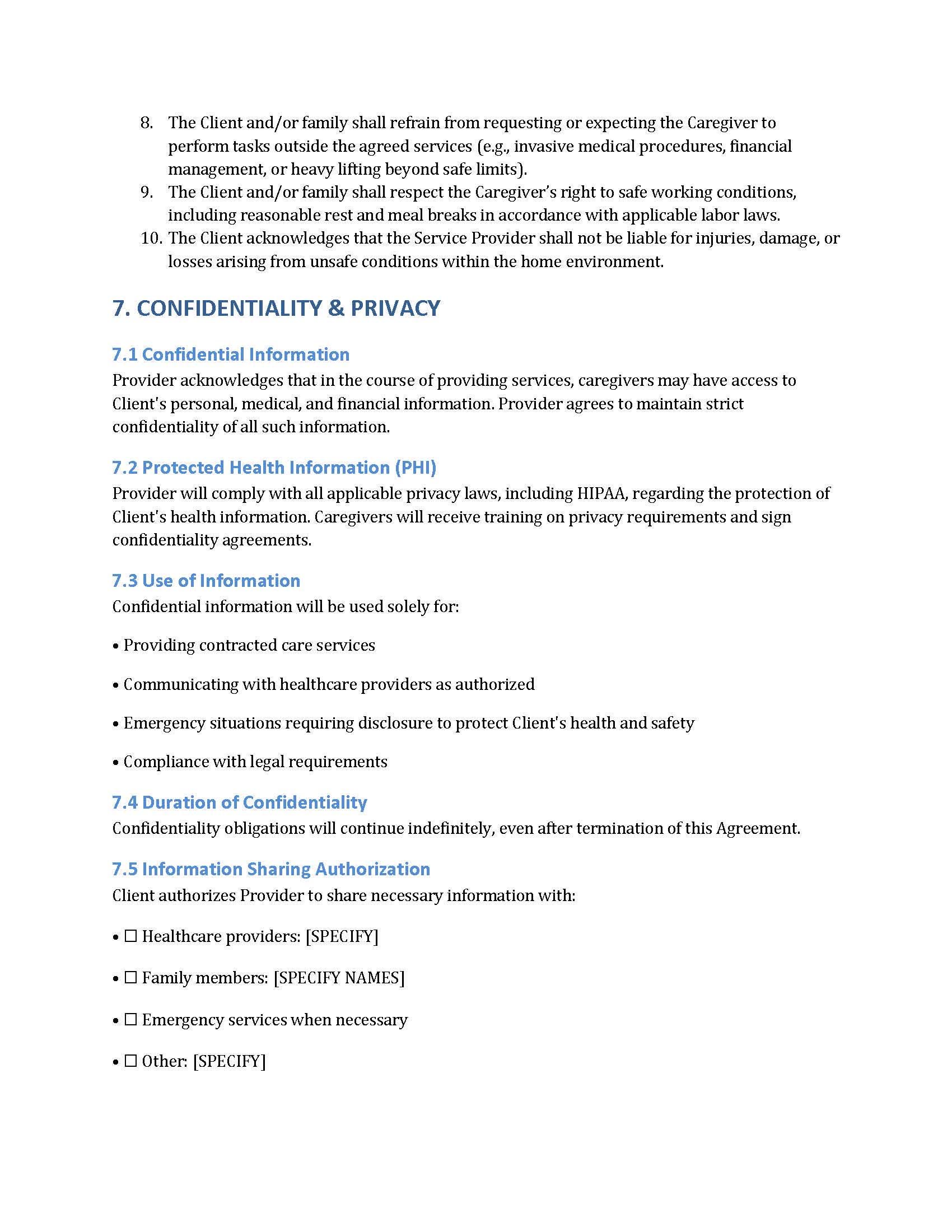Home Care Service Agreement Template US Legal Contract (editable) Etsy