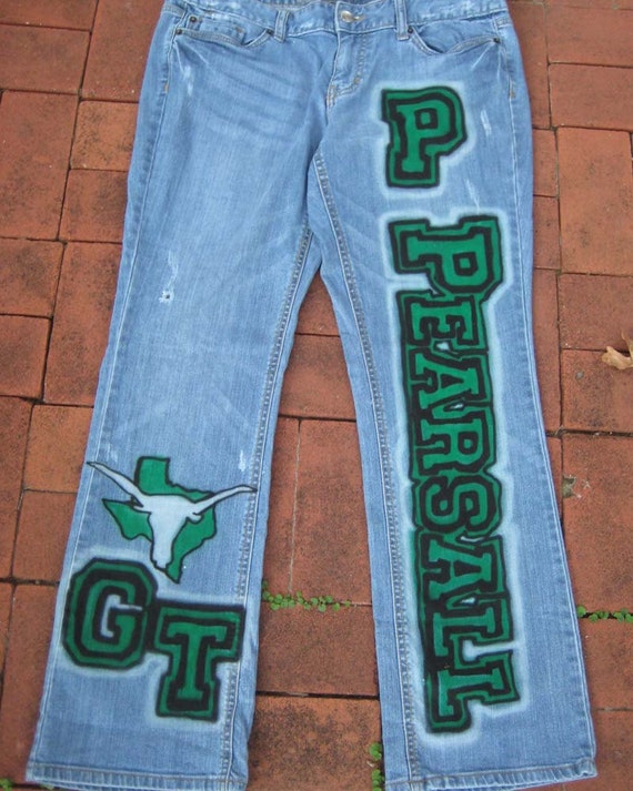 Items similar to Custom School Spirit Wear Painted Jeans / You supply your favorite Jeans on Etsy