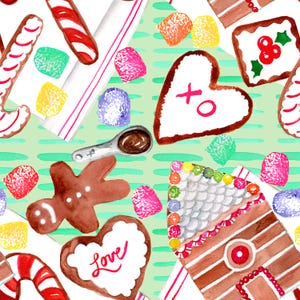 Gingerbread Cookies Pattern Tablecloth | Holiday Baking Decor