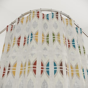 Mid-Century Geometric Shower Curtain | Subtle Retro Oval Pattern, Multi-Color
