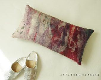 Oriental inspiration coussin décorative long en Lin. Housse de coussin. couleur framboise.. Harmattan / FRAGMENTS