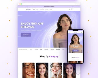 Teeth Whitening Shopilly Theme - Luxe Skincare Website Design (Digitaler Download)