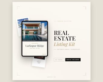 Luxus-Immobilien-Präsentationsvorlage | Canva & PPTX Marketing Kit | Open House Flyer + Branding Bundle für Makler