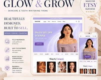 Teeth Whitening Shopify Theme – Luxe Skincare Website Design (Digital Download)