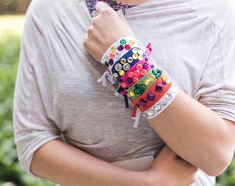 T-Shirt Yarn Friendship Bracelet Pattern | DIY Upcycle Bracelet Tutorial PDF, Knit & Crochet Bracelets