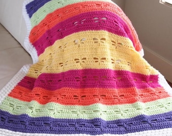 Dragonfly Crochet Blanket Pattern | Crochet Afghan PDF Download, DIY Throw, Digital Crochet Pattern for Beginners