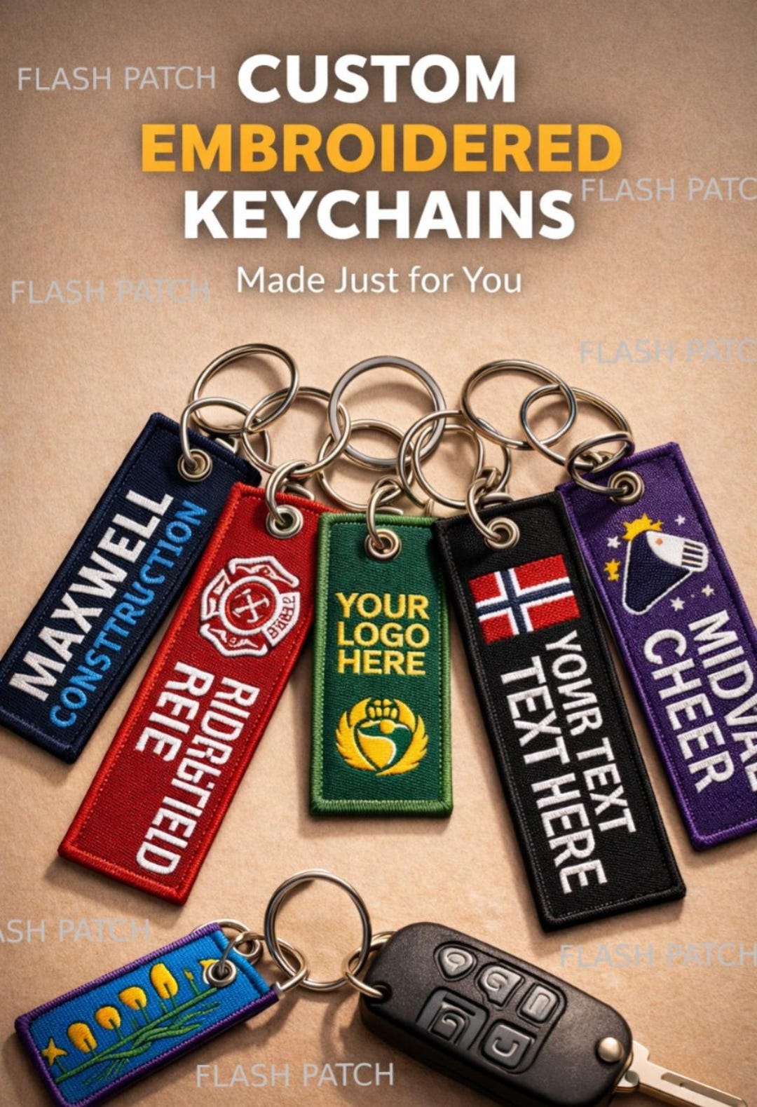 Custom Embroidered Keychain | Personalized Text, Logo, Team Gift - Etsy