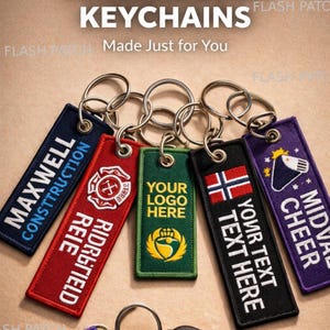 Custom Embroidered Keychain | Personalized Text, Logo, Team Gift