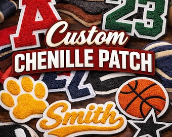 Custom Chenille Patch | Varsity Letterman Jacket, Backpack, Apparel Embroidery (Iron On/Sew On)