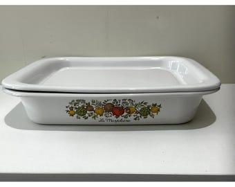 VTG Corning Ware Spice of Life Casserole Dish with Cover Oven A-21 & MW-3