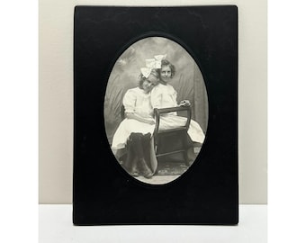 Antique Young Girls Posing Cabinet Card Portrait Photograph 19th Century 8"x6"