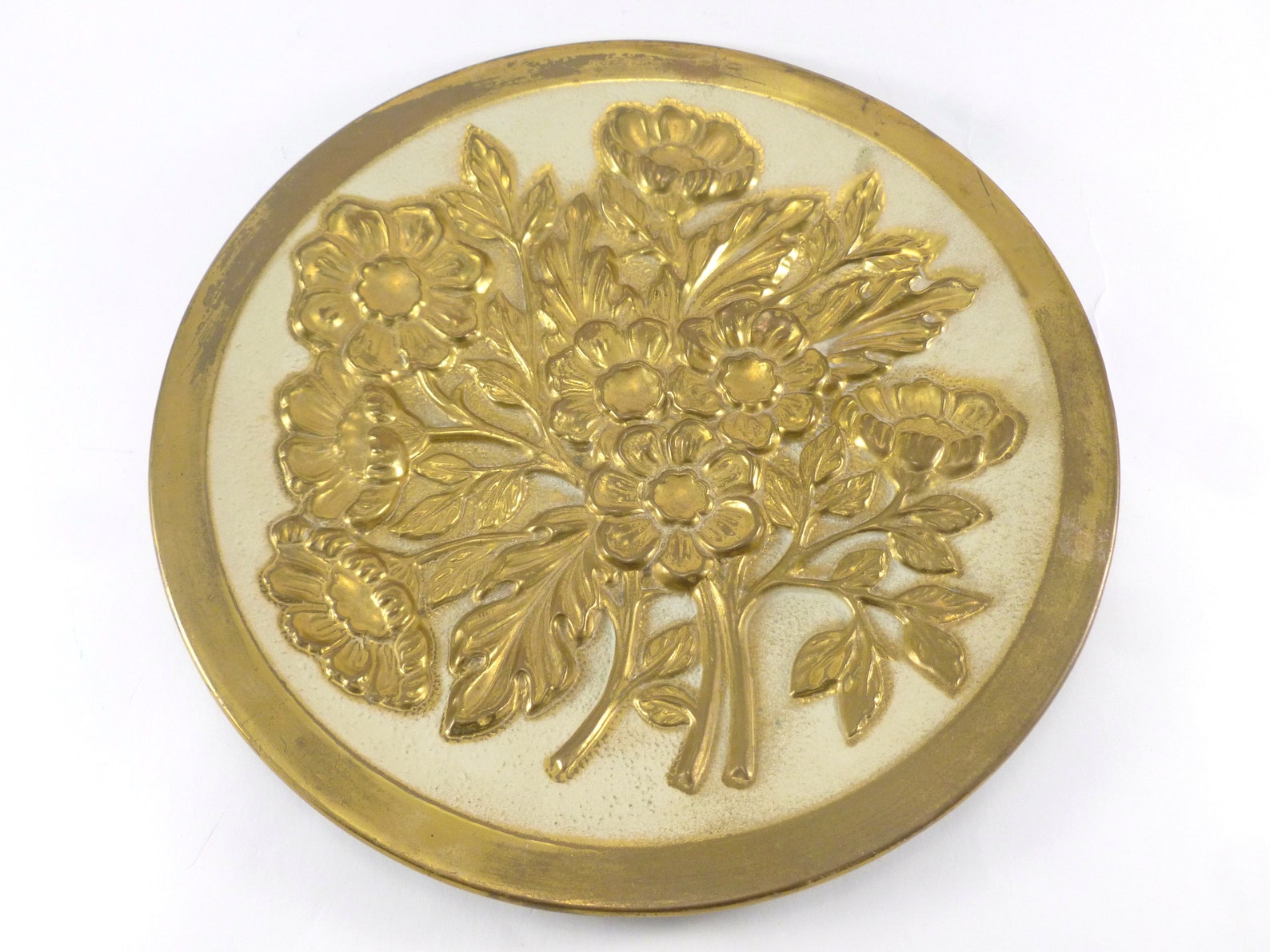 Floral Embossed Brass Plates Wall Hangings Set of 3 Made in Etsy