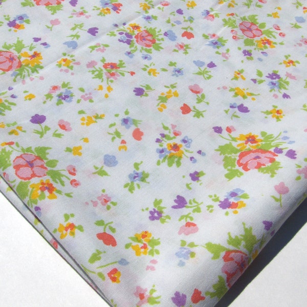 Spring Brights Floral Twin Flat Sheet in Pink, Yellow, Green Purple and Lilac Flowers by Dan River Dantrel Muslin