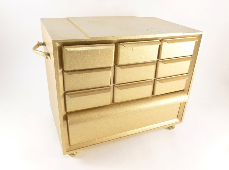 Gold Jewelry Box Or Small Parts Hardware Storage Cabinet Chest Etsy
