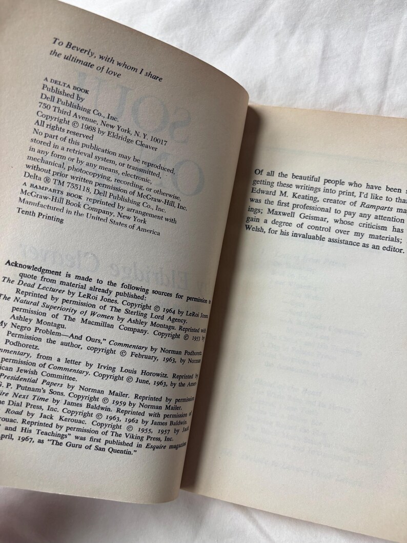 May include: Open book pages with text. The left page has the title "To Beverly, with whom I share the ultimate of love" and publishing information. The right page contains text about the book's acknowledgments.