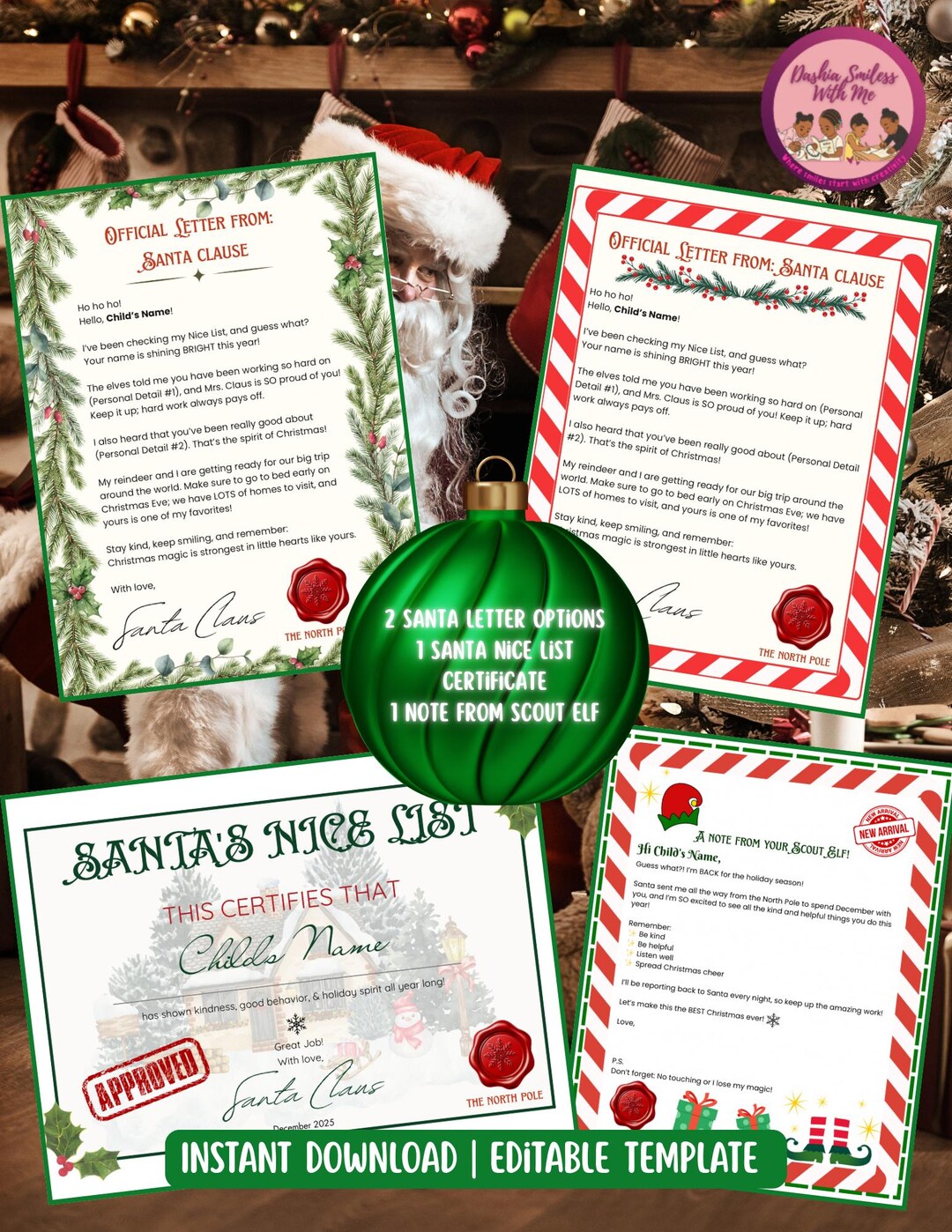 Santa Letter Bundle • Nice List Certificate • Elf Arrival Note ...