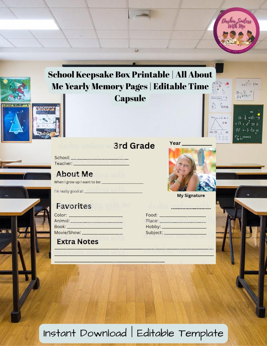 3rd Grade All About Me Page | Printable School Memory Keepsake | Back ...