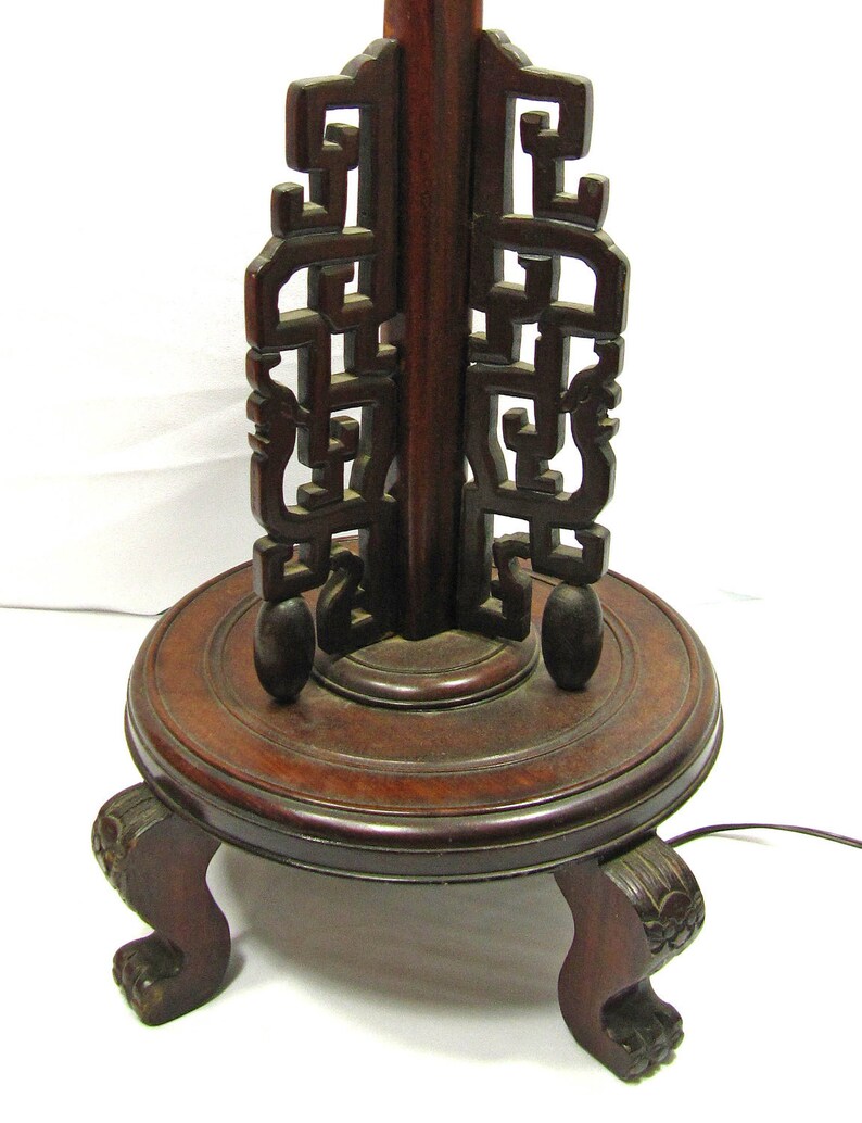 Chinese DRAGON Lamp Wood Floor Carved with Custom Pagoda Shade Etsy