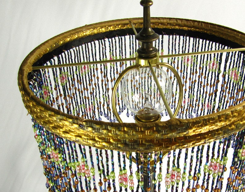 Beaded Lamp Shade Custom Made Vintage Table Lamp Base | Etsy