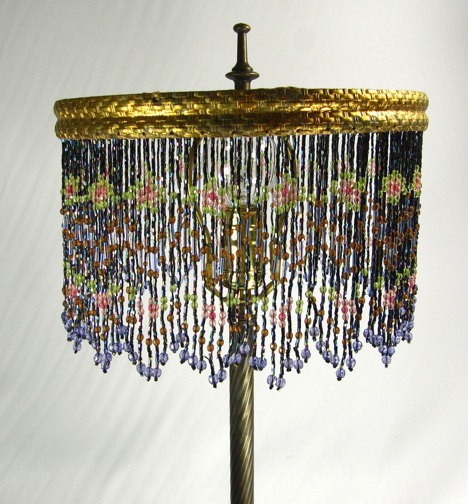 Beaded Lamp Shade Custom Made Vintage Table Lamp Base Etsy