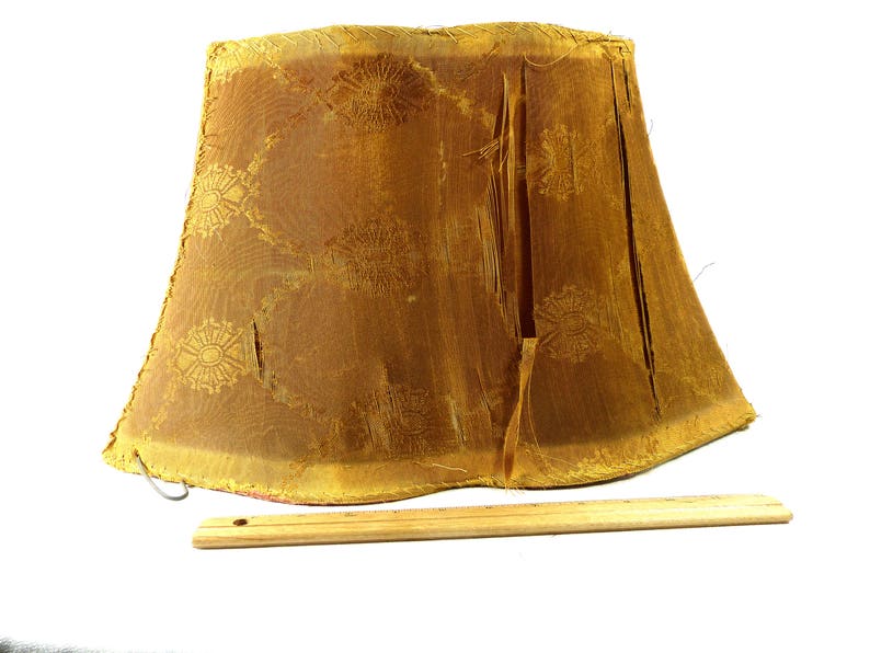 Lamp Shade Wire Frame Antique Original Oval Out Scallop Floor 1930s Aged Fabric