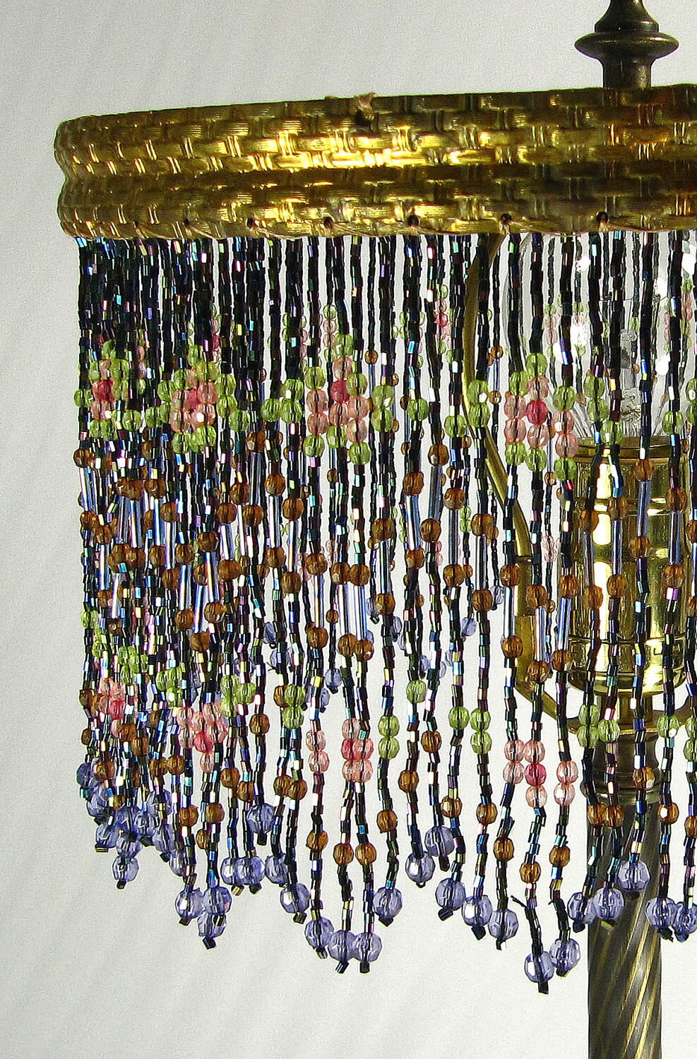 Beaded Lamp Shade Custom Made Vintage Table Lamp Base Etsy