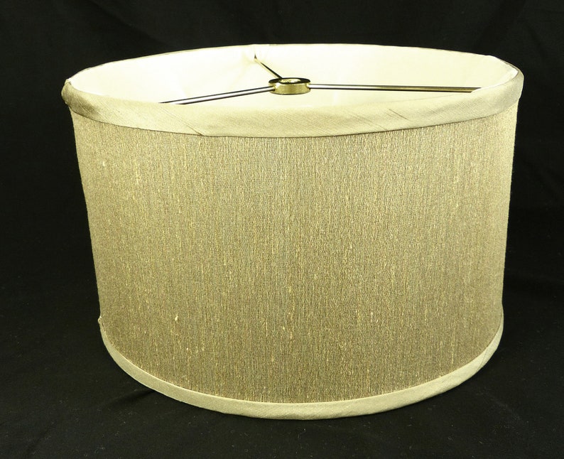 Lamp Shade Fabric Beige Custom Silk Handmade Round For Modern Table