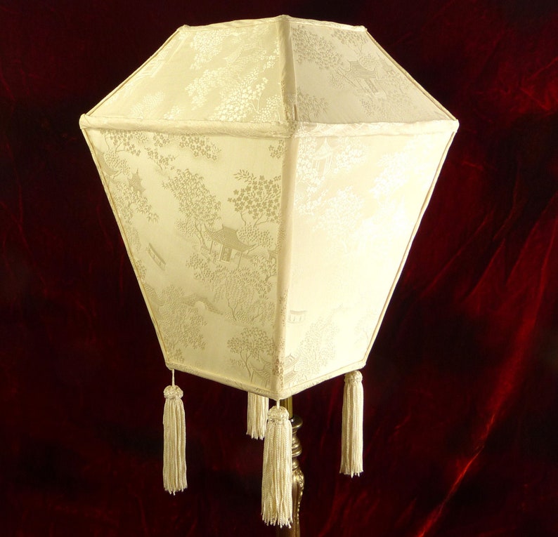 Lamp Shade Pendant Table Chinese Lantern Vintage Silk Fabric Custom Hand Made Nyc