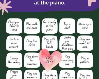 Bingo pianospelen – leuk oefenspel piano voor kinderen | Afdrukbare muziekactiviteit