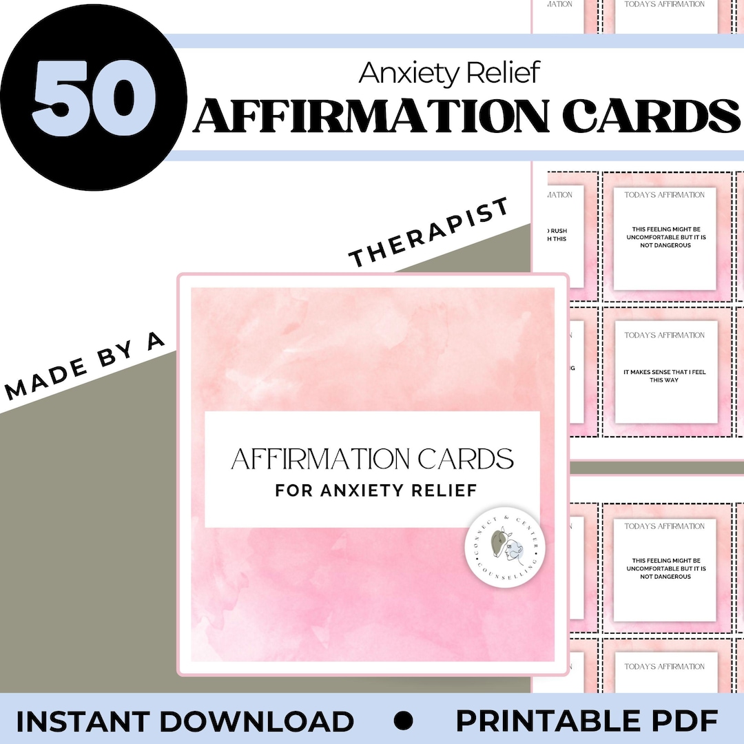 50 Printable Affirmation Cards | for Anxiety (PDF Download) - Etsy