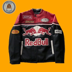 Red bull racing leather jacket - Etsy 日本