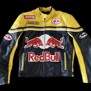 Red bull racing leather jacket - Etsy 日本