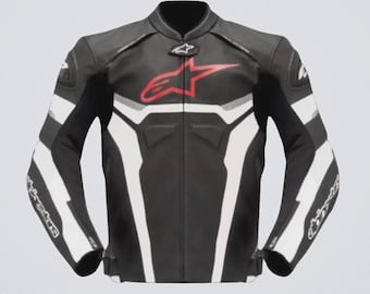Black & White Racing Leather Jacket • Motorcycle Rider Gear • Biker Star Jacket