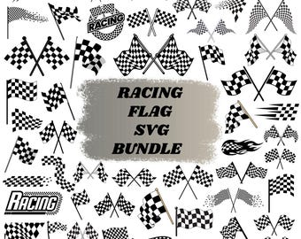Racing Flags SVG Bundle: Checkered Pattern Clipart (Digital Download)
