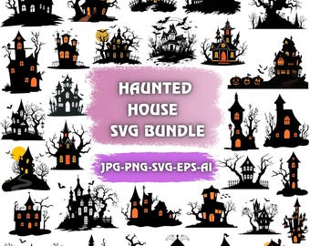 Haunted House SVG Bundle: Halloween Spooky Mansion (Digital File)