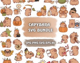 Halloween Capybara SVG Bundle: Spooky Clipart, Cricut Files (Digital Download)