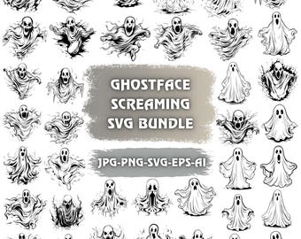 Spökansikte skrikande SVG-paket: Halloween Cricut-fil (digital nedladdning)