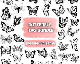 Pacchetto SVG farfalla: Cricut, Silhouette, PNG, AI (download digitale)