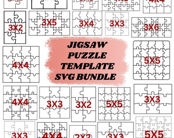 Jigsaw Puzzle Templates SVG Bundle: Laser Cut Files (Digital Download)