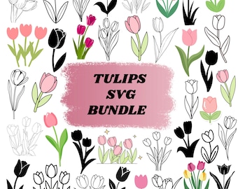 Tulips SVG Bundle: Clipart,Spring Flower,Digital Files(Instant Download)