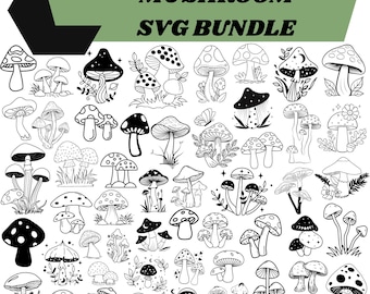 Mushroom SVG Bundle: Mystic Mushroom,Floral Clipart,Cricut Cut Files (Digital Download)