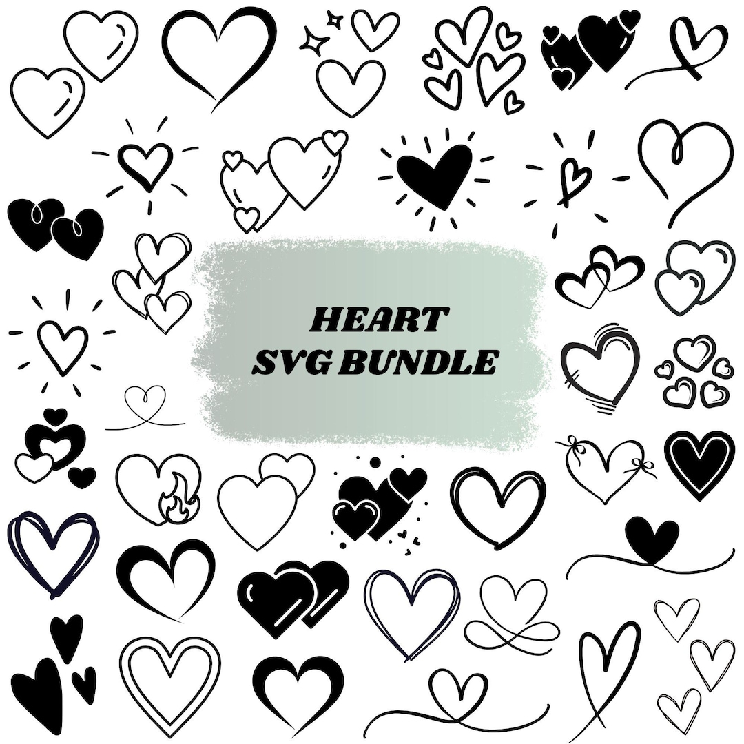 Doodle Heart SVG Bundle: Valentine Heart ,hand-drawn,cut Files Cricut ...