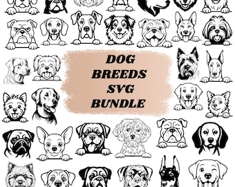 Dog Breeds Svg Bundle: Peeking Puppy, svg files for cricut(Digital Download)