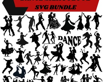 Dance Silhouette SVG Bundle: Couple Dance,Dancer Clipart(Digital Download)