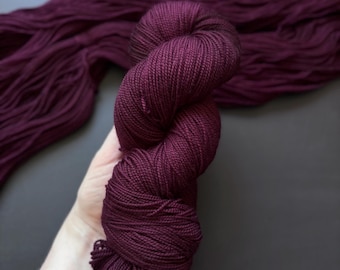 Sangria Hand Dyed Berry Color Merino Wool Yarn: Sock, DK, Worsted Weight