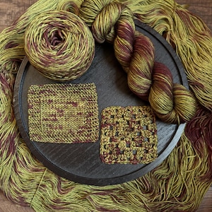 Carnivorous Plant - Hand Dyed Merino Wool Yarn: Green and Burgundy Color
