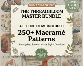 250+ Makramee Muster | Anfänger bis Fortgeschrittene DIY Projekte (Digitaler Download)