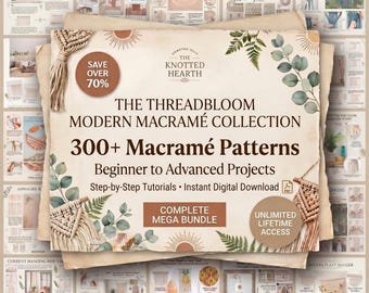 300+ moderne Macramé-Muster bündeln | Anfänger bis Fortgeschrittene DIY Dekor Projekte (Digitaler Download)