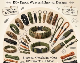 150+ Paracord Muster bündeln | Survival Knoten, Armreife, Schlüsselanhänger (PDF Download)