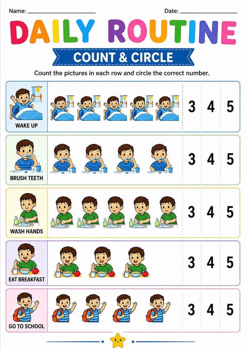 Daily Routine Worksheets for Kids Ages 3-6 | Preschool Printable PDF ...